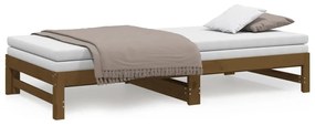 Sofá-cama de puxar 2x(100x200) cm pinho maciço castanho-mel