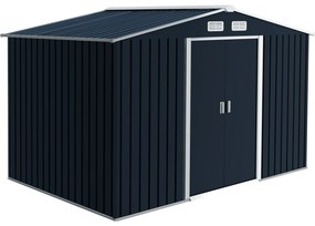 Outsunny Abrigo de Jardim Metálico para Armazenamento de Ferramentas com Base Incluída e 4 Janelas 277x195x192 cm Cinza Escuro | Aosom Portugal