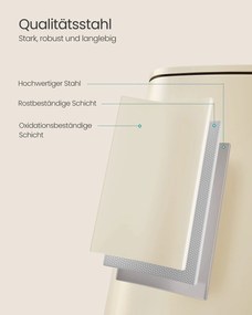 Caixote do lixo 34,1 x 28,6 x 54,5 cm de 20 litros em aço bege areia