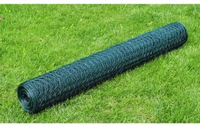 vidaXL Cerca de arame galinheiro c/ revestimento em PVC 25x0,75m verde