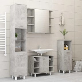 vidaXL 4 pcs conj. móveis casa de banho contraplacado cinzento cimento
