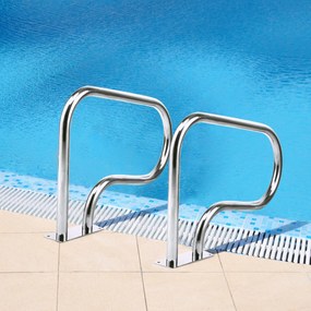 Corrimão de piscina aço inoxidável Curvo Corrimão de escada curvo minimalista para Spa Parque aquático 81 x 10 x 57 cm Prata