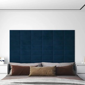 Painel de parede 12 pcs 30x15 cm veludo 0,54 m² azul