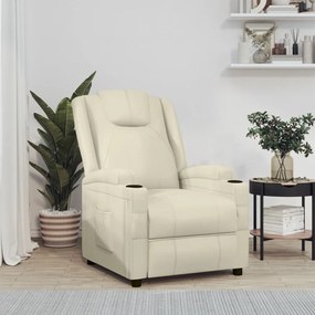 Poltrona reclinável couro artificial branco nata