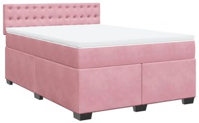 Cama com molas/colchão 140x200 cm veludo rosa