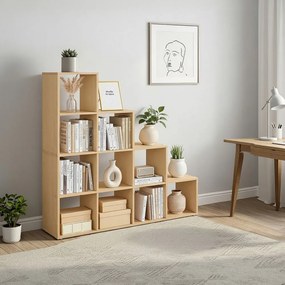 Estante com compartimentos abertos para sala de estar, escritório 29 x 129,5 x 129,5 cm bege