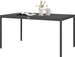 Mesa de jardim retangular para 6 pessoas em alumínio, com tampo de ripas, 145 x 90 x 74 cm, cinzenta