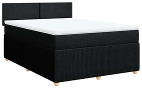 Cama com molas/colchão 140x200 cm tecido preto