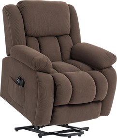 HOMCOM Poltrona Elevatória Elétrica, Massagem e Aquecimento, Apoio para Pés, Encosto Reclinável, Controle Remoto, 93x104x100cm, Castanho | Aosom Portugal
