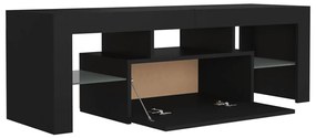 Móvel de TV com luzes LED 120x35x40 cm preto