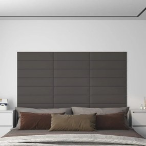 vidaXL Painel de parede 12 pcs 60x15cm tecido 1,08 m² cor cinza-escuro