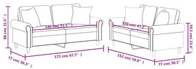 2 pcs conjunto de sofás com almofadas couro artificial creme