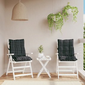 Almofadões cadeira encosto baixo 2 pcs oxford xadrez preto