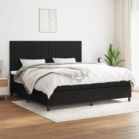 vidaXL Cama com molas/colchão 200x200 cm tecido preto