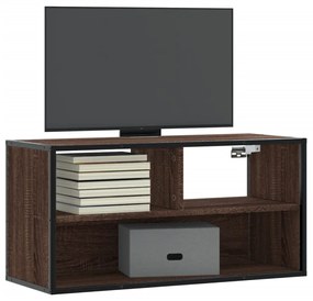 Móvel p/ TV 80x31x39,5cm deriv. madeira/metal carvalho castanho