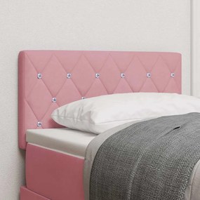 vidaXL Cabeceira LED com botões em cristal, estofada em veludo rosa, 80 cm