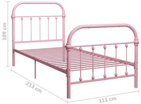 Estrutura de cama 100x200 cm metal rosa
