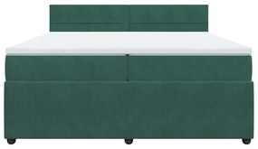 Cama com molas/colchão 200x200 cm veludo verde-escuro