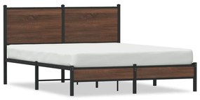 Estrutura cama com cabeceira 140x190cm metal carvalho castanho