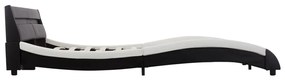 Estrutura cama c/ LEDs 180x200cm couro artificial preto/branco