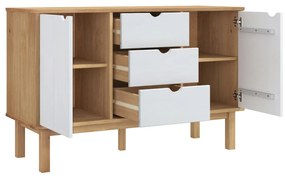 Aparador Sidney em Madeira de Pinho - Branco/Cor Natural - Design Esca