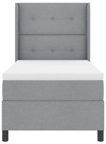 Cama Box Spring com Colchão e Luz LED Cinza Claro 80 x 200 cm