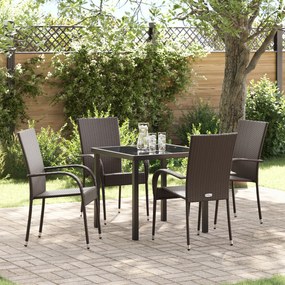 vidaXL Conjunto de Jantar para o Jardim com 5 Peças - Vime Poly Marrom