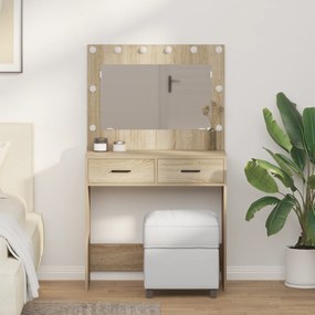 vidaXL Mesa de Maquilhagem com Luzes LED Carvalho Sonoma 78.5x41x135 cm