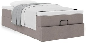 Estrutura de cama otomana com colchão tecido cinzento 100x200cm