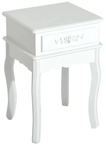 HOMCOM Mesa de Cabeceira com 1 Gaveta Mesa Auxiliar de Madeira para Dormitório Sala de Estar Estilo Moderno 40x35x60cm Branco | Aosom Portugal