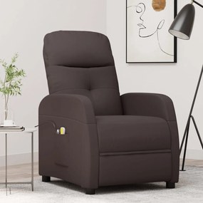 vidaXL Poltrona elevatória de massagens tecido castanho-escuro