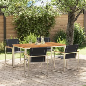 Conjunto de Jantar de Jardim vidaXL 5 Peças Madeira Sólida Acácia