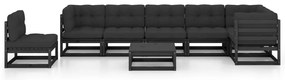 8 pcs conjunto lounge de jardim c/ almofadões pinho maciço