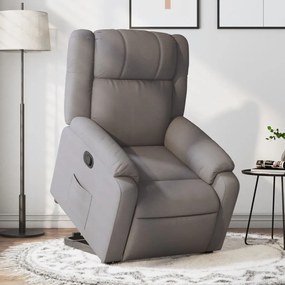 vidaXL Poltrona reclinável elevatória tecido cinzento-acastanhado
