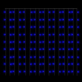 Cortina iluminação 300 luzes LED 3x3 m 8 funções azul