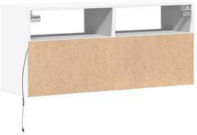Móvel de parede para TV com luzes LED 100x31x45 cm branco