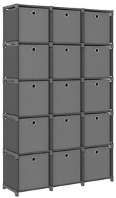 vidaXL Unid. prateleiras 15 cubos c/ caixas tecido cinza