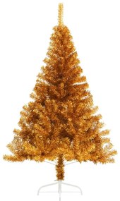 Meia árvore de Natal artificial com suporte 180 cm PET dourado