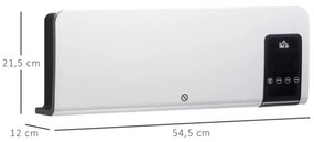 Aquecedor Elétrico de Parede com Controlo Remoto - Branco - 54,5x12x21