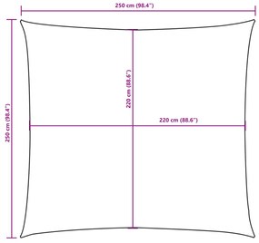 Para-sol estilo vela tecido oxford quadrado 2,5x2,5 m castanho
