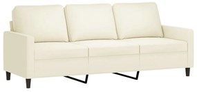3 pcs conjunto de sofás com almofadas veludo cor creme