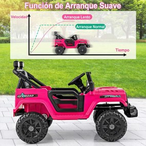 Carro Elétrico para Crianças 2 a 5 anos, 99 x 62 x 62 cm, Com Comando Parental, Rosa escuro
