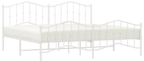 Estrutura de cama com cabeceira e pés 193x203 cm metal branco