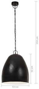 Candeeiro suspenso industrial redondo 25 W 42 cm E27 preto