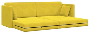Sofá-Cama de Chão 2 em 1 Amarelo 213x144x60 cm Veludo