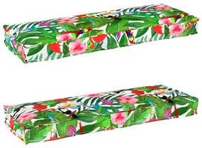 vidaXL Almofadas de Pallet para Banco 2 pcs Selva Tropical 120x40x8 cm Tecido Oxford