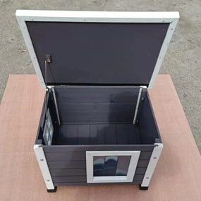 Casa p/ gatos de exterior 57x45x43 cm madeira cinza/branco