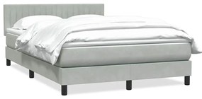 vidaXL Cama com molas/colchão 160x210 cm veludo cinzento-claro