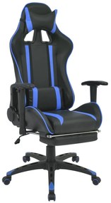 Cadeira escritório reclinável estilo corrida c/ apoio pés azul