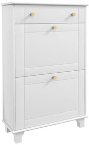 HOMCOM Sapateira Branca Móvel Sapateira Estreita com 2 Portas e 1 Gaveta para 8 Pares de Sapatos 60x23,5x98,5 cm Branco